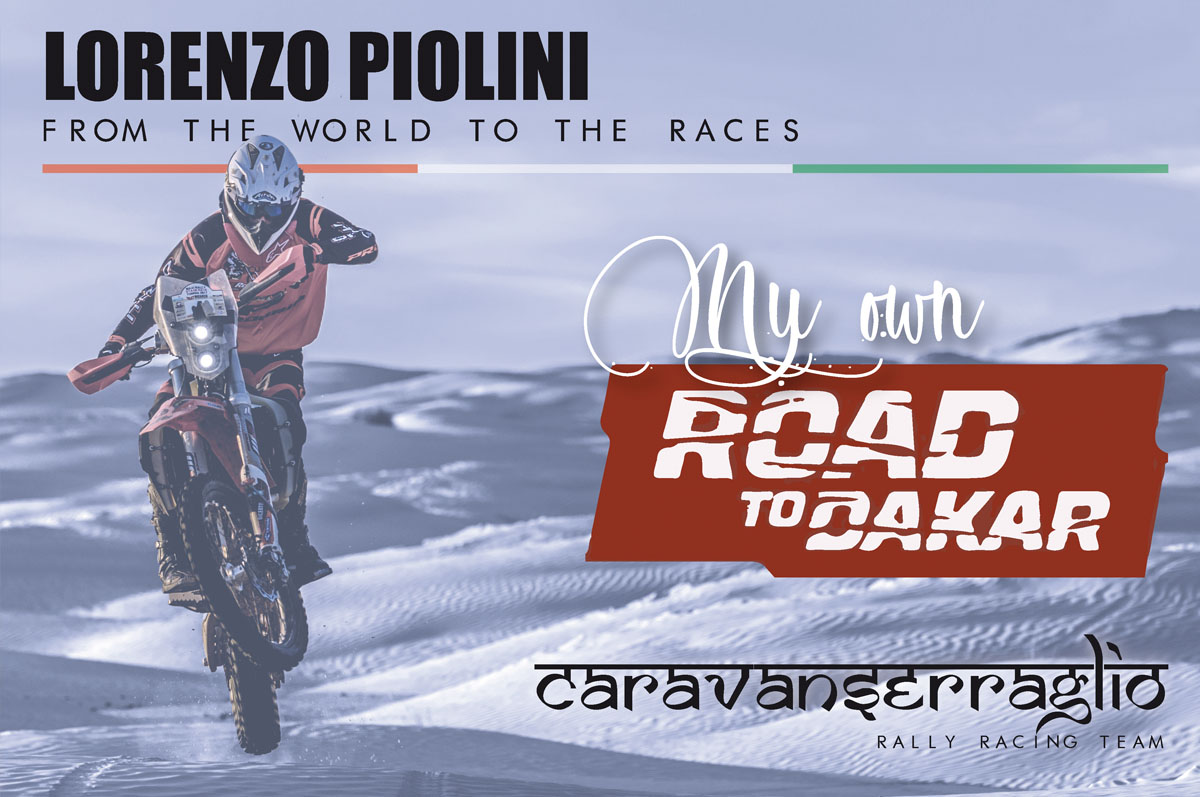 Lorenzo Piolini in moto alla Dakar